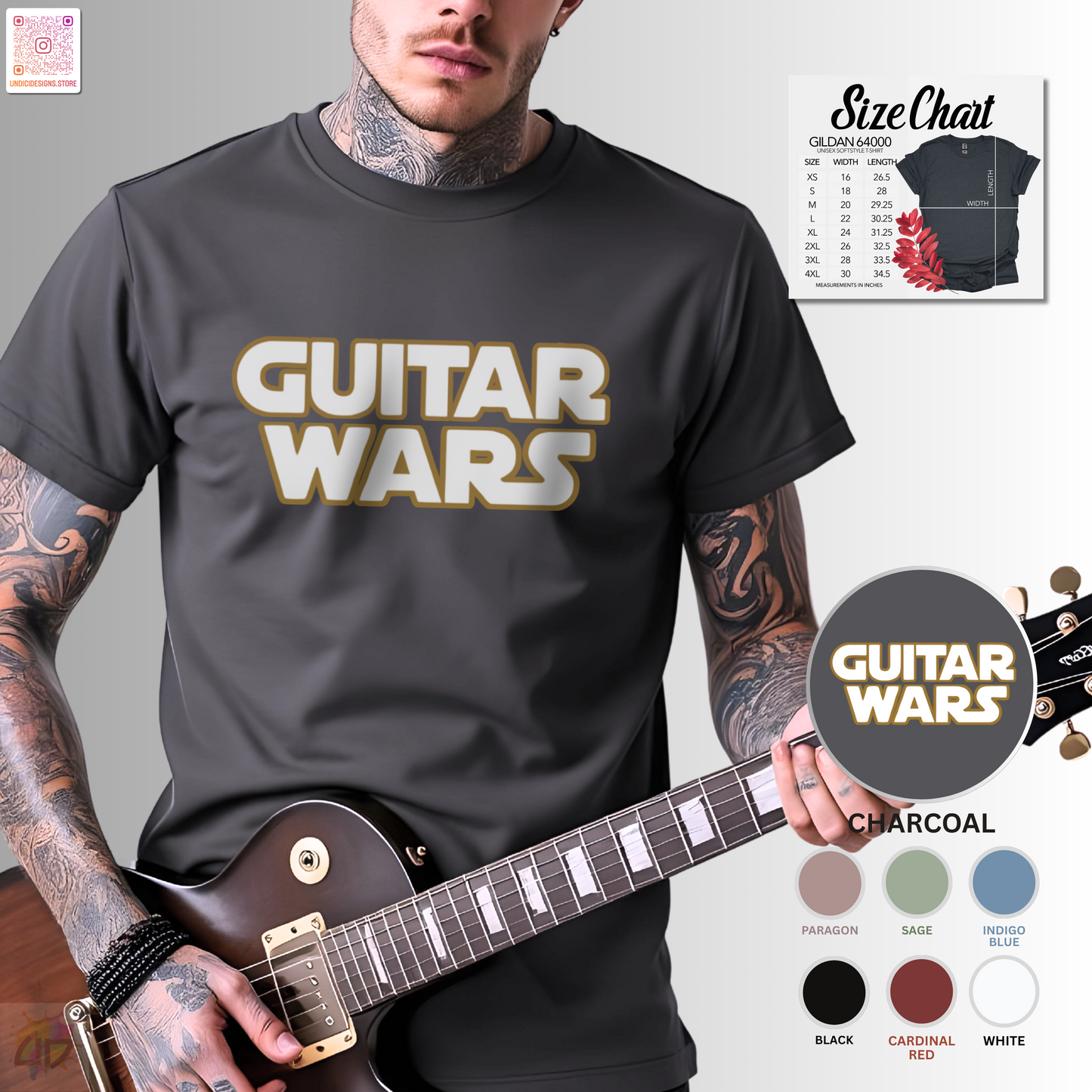 "Guitar Wars" graphic tee.
