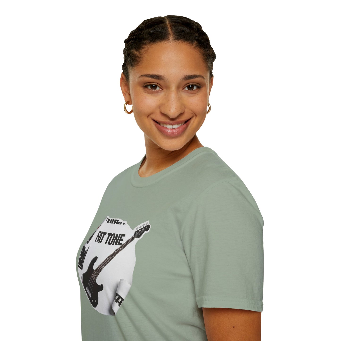 "Fat Tone" black bass cutout graphic