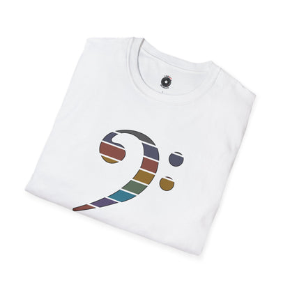 Retro sunset-colored bass clef