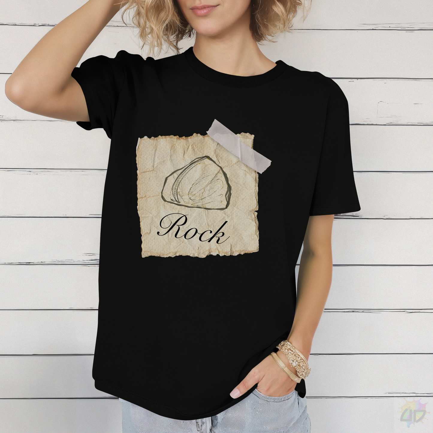 "Rock" Crayon Drawing Graphic Tee.