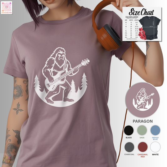 Yeti playing a guitar in a circular silhouette
