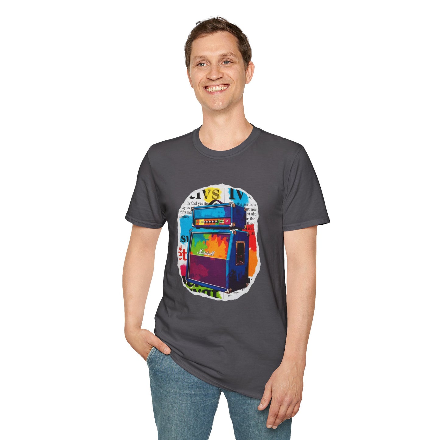 Colorful cutout of amp graphic