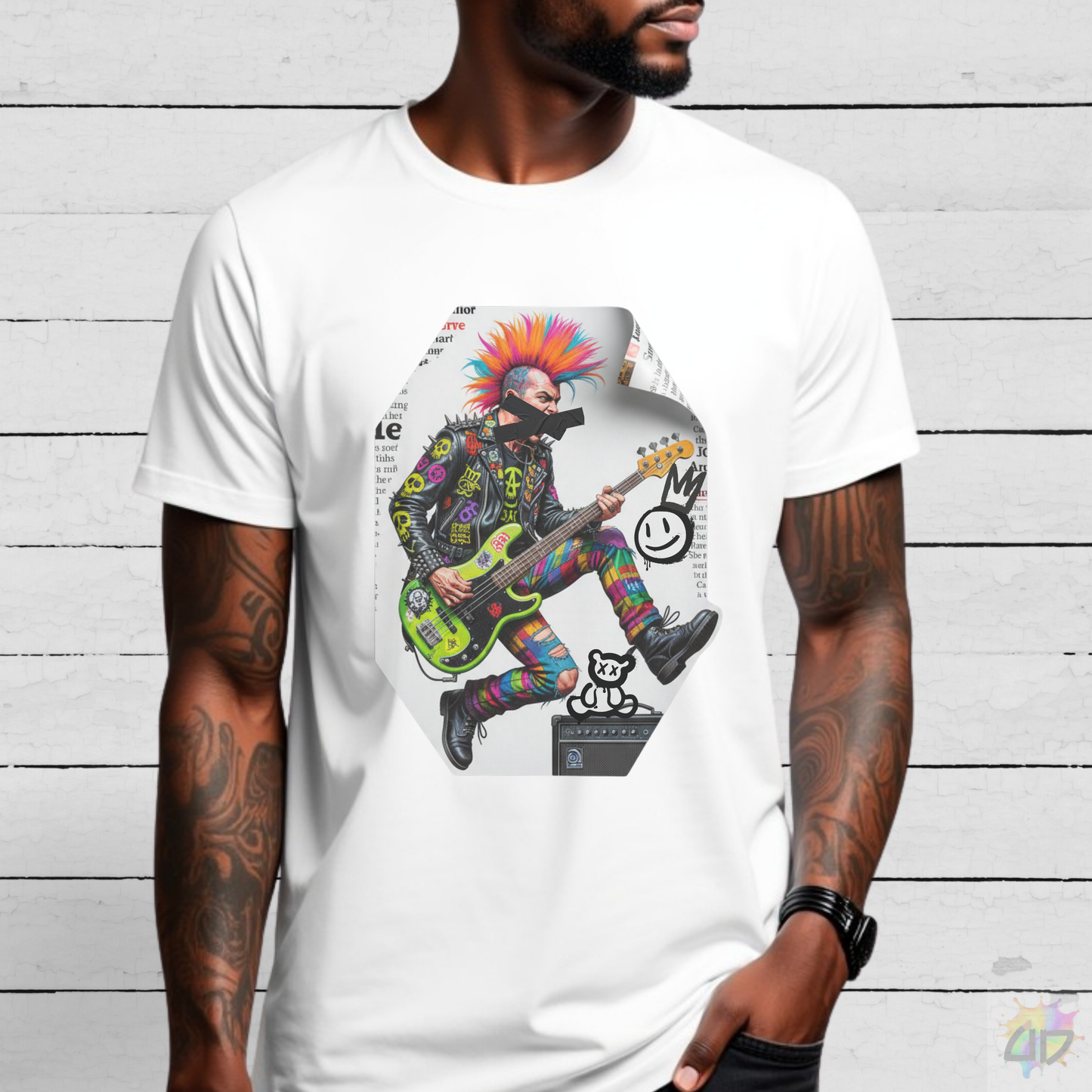 Punk Rock Bassist Censored Graffiti Graphic Tee.