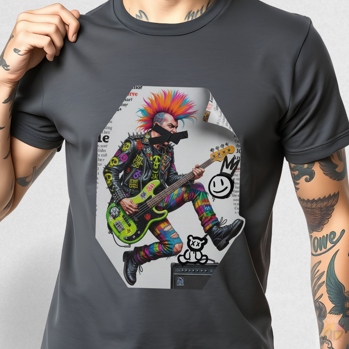 Punk Rock Bassist Censored Graffiti Graphic Tee.