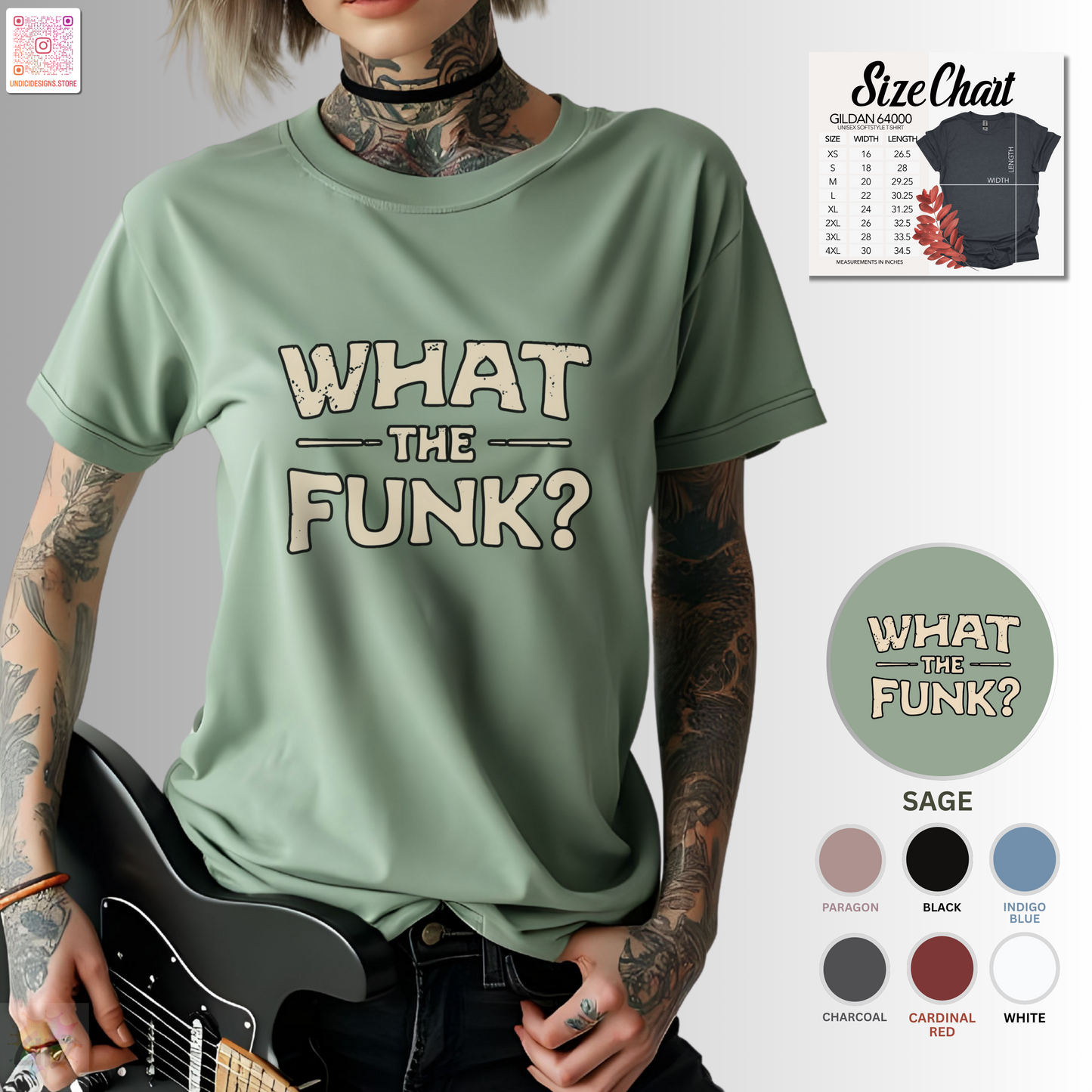 "What the funk? in vintage style text graphic tee.
