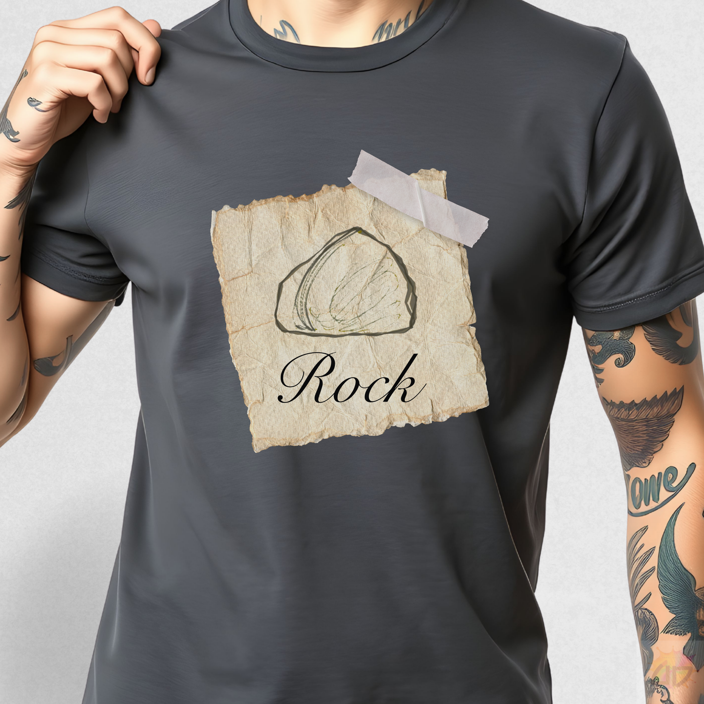"Rock" Crayon Drawing Graphic Tee.