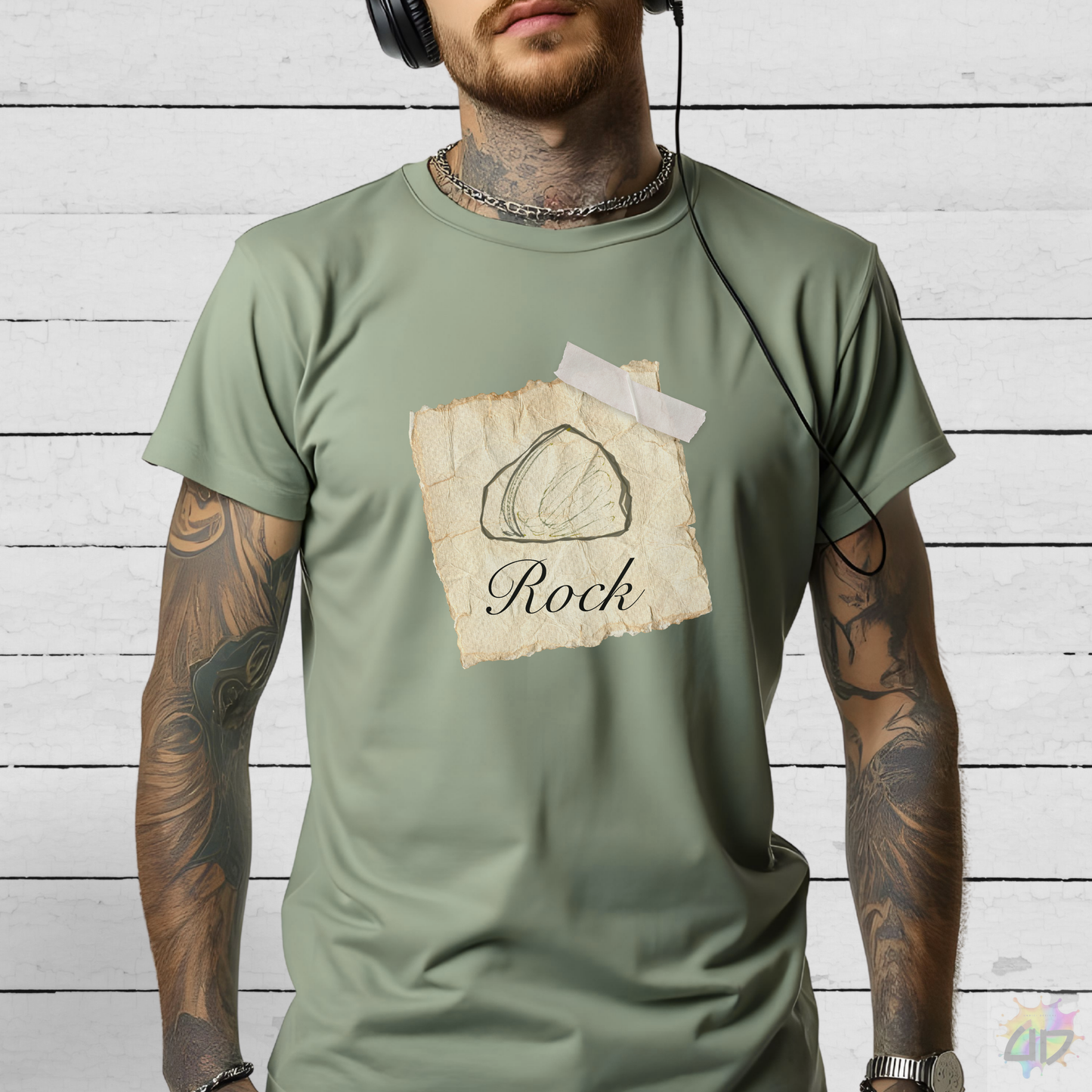 "Rock" Crayon Drawing Graphic Tee.