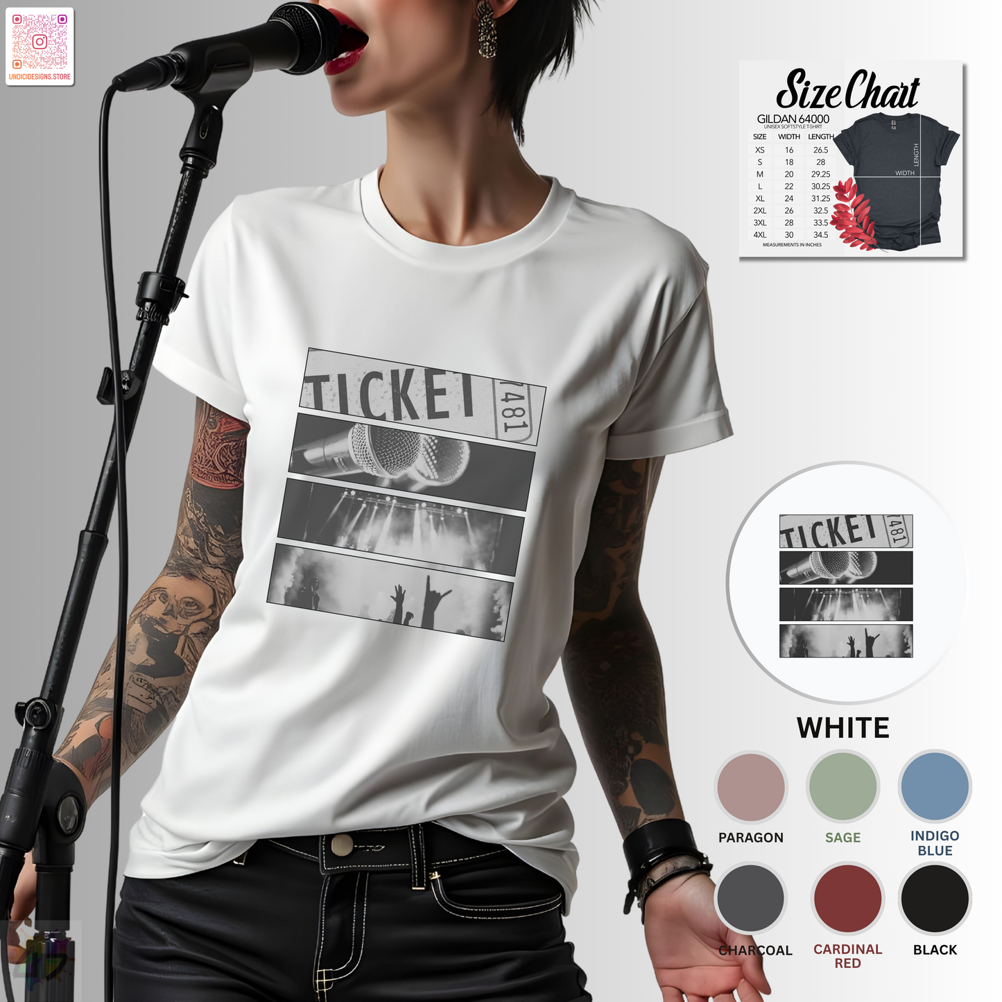 Four concert flags in black and white highlights graphic tee.