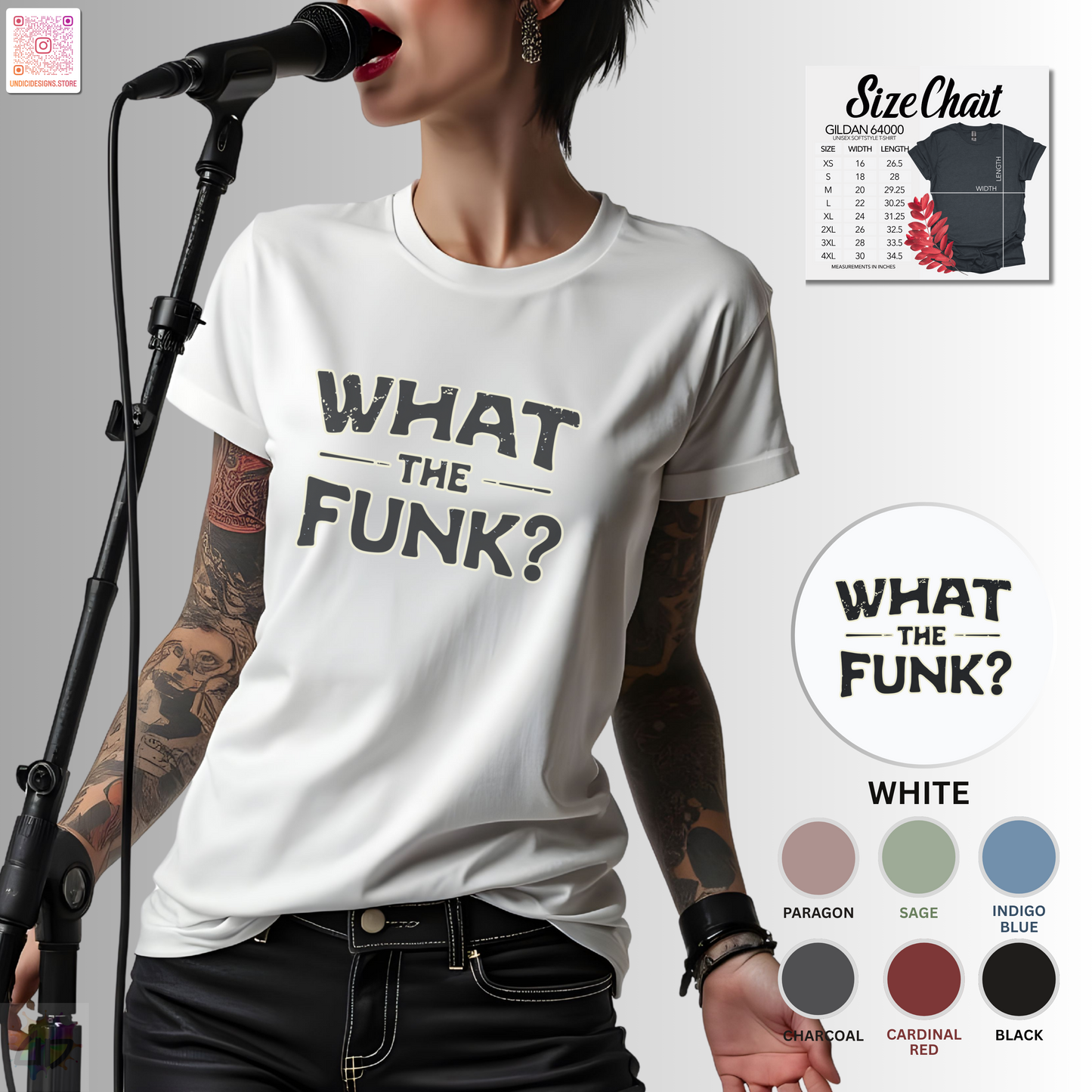 "What the funk? in vintage style text graphic tee.