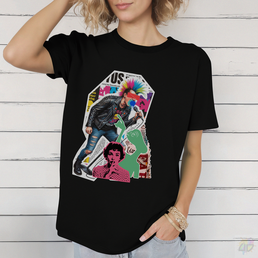Colorful Punk Rock Singer Graffiti Graphic Tee.
