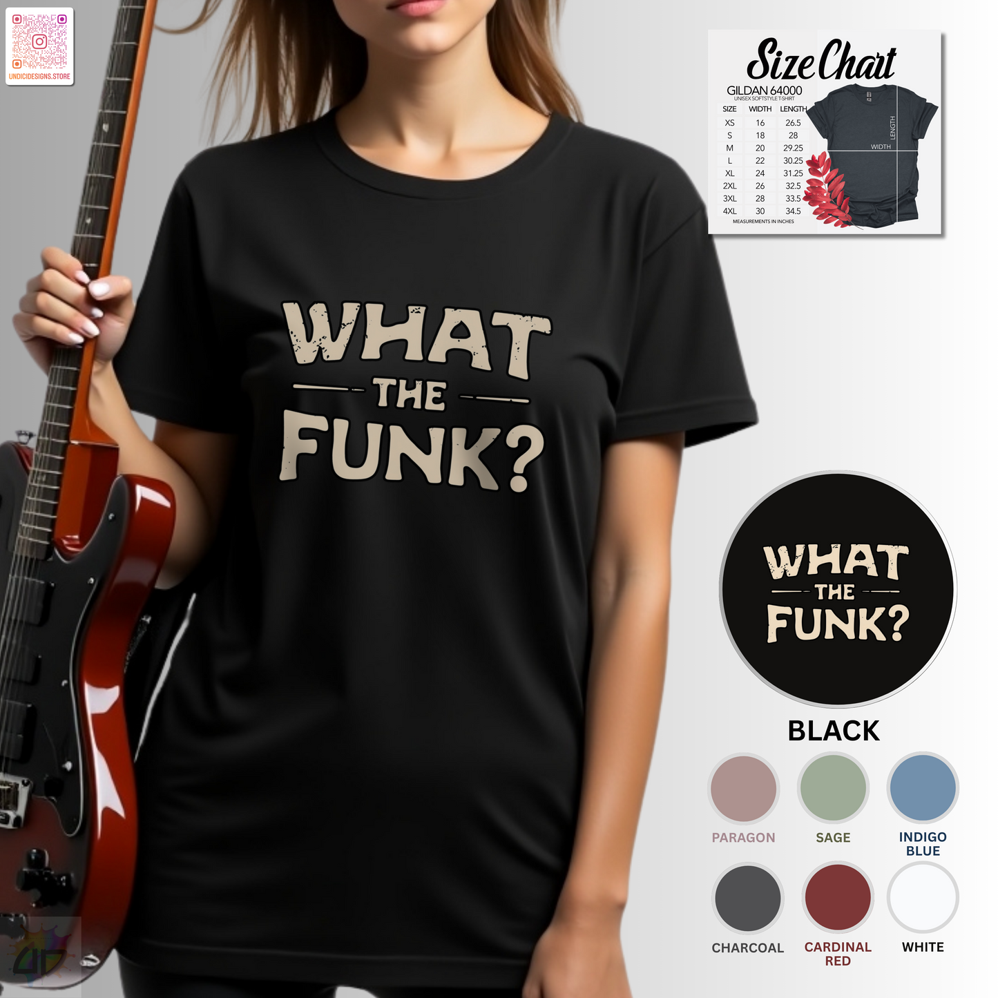 "What the funk? in vintage style text graphic tee.