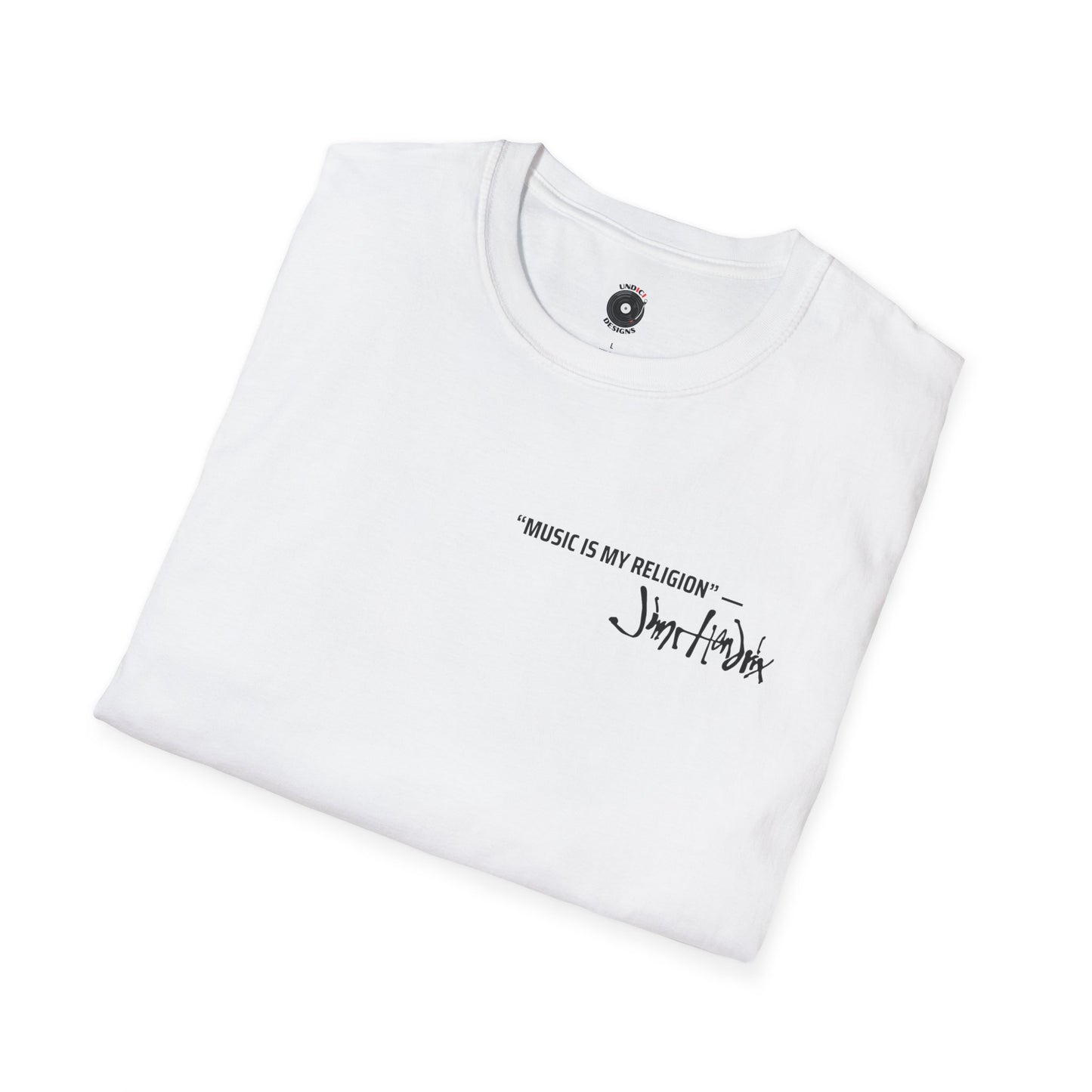 "Music is my religion" J. Hendrix. quote pocket graphic