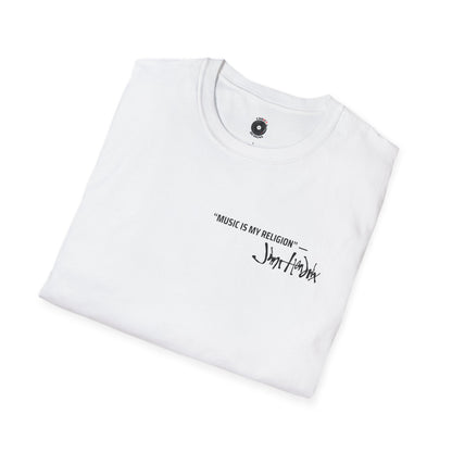"Music is my religion" J. Hendrix. quote pocket graphic
