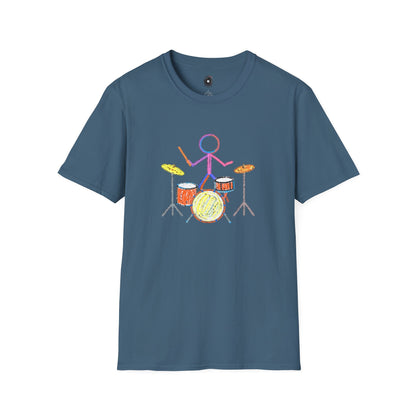 Drummer in crayon graphic
