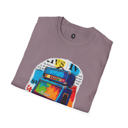 Colorful cutout of amp graphic