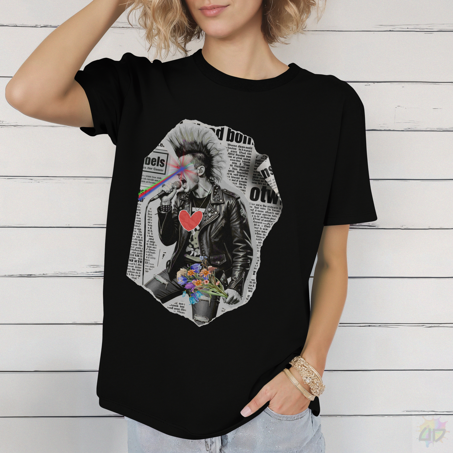 Punk Rock Singer Graffiti Graphic Tee.