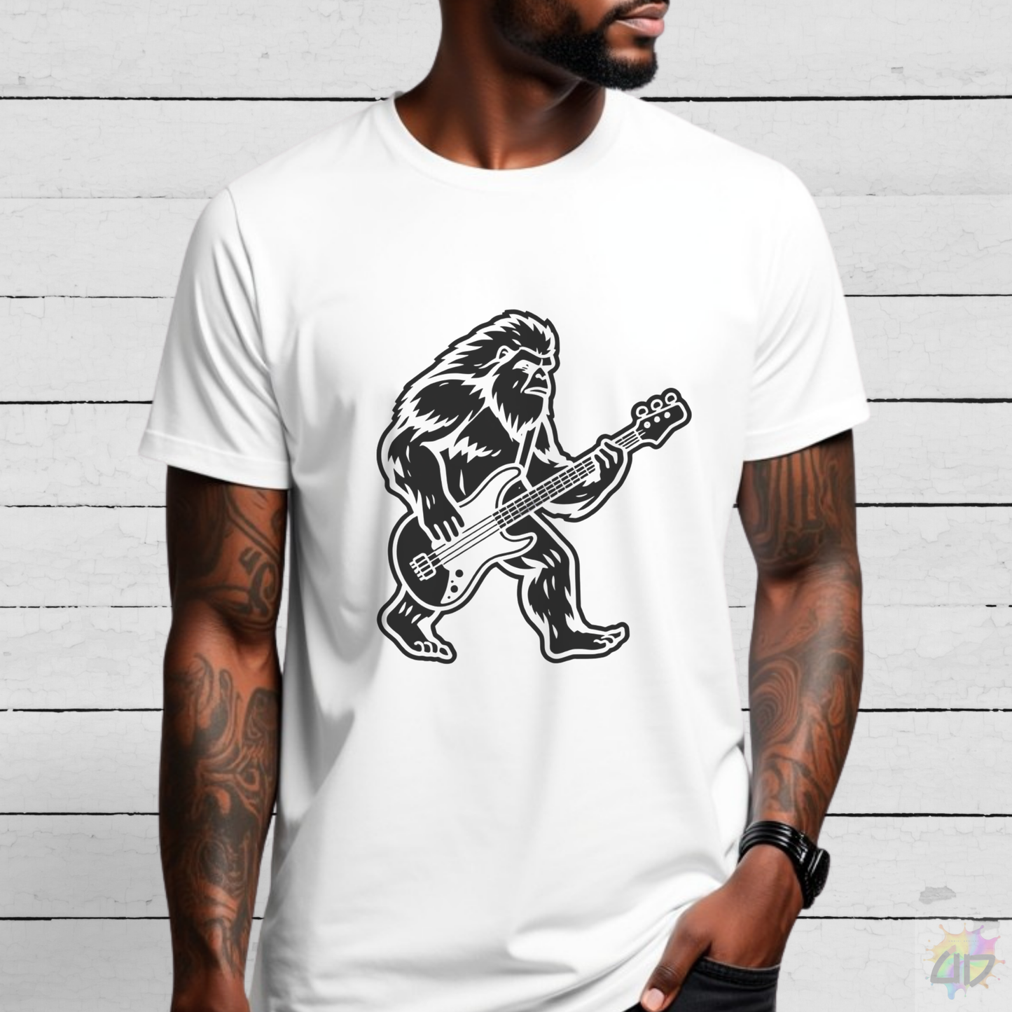 Yeti with Bass Guitar Graphic Tee.