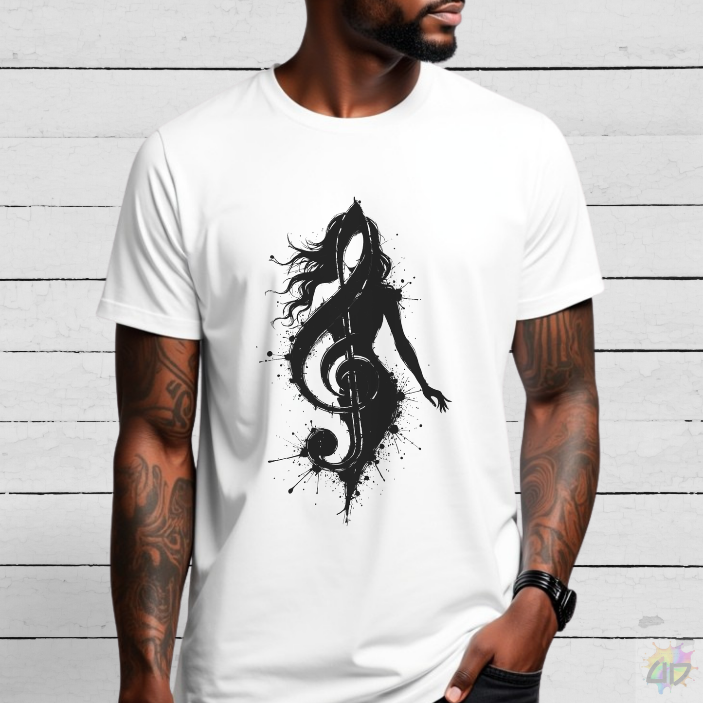 Treble Clef in a Woman's Silhouette Graphic Tee