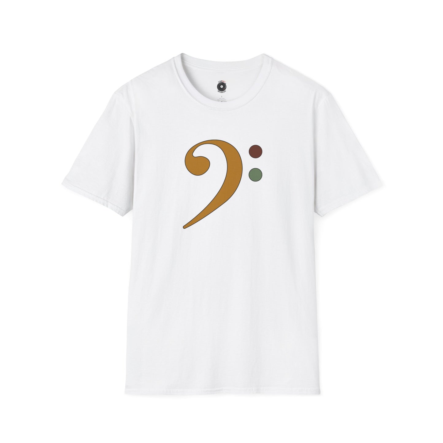 Multi-colored bass clef graphic tee