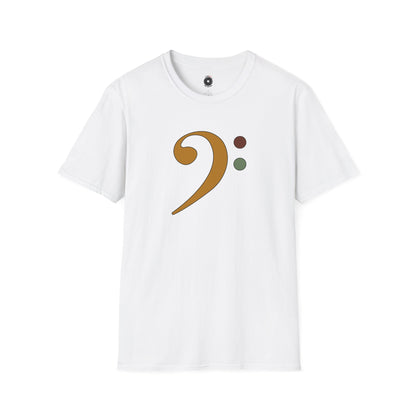 Multi-colored bass clef graphic tee