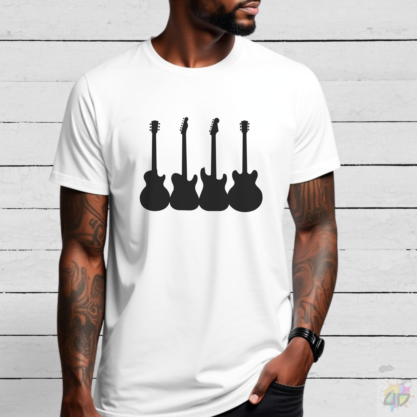 Four Guitars Graphic Tee.
