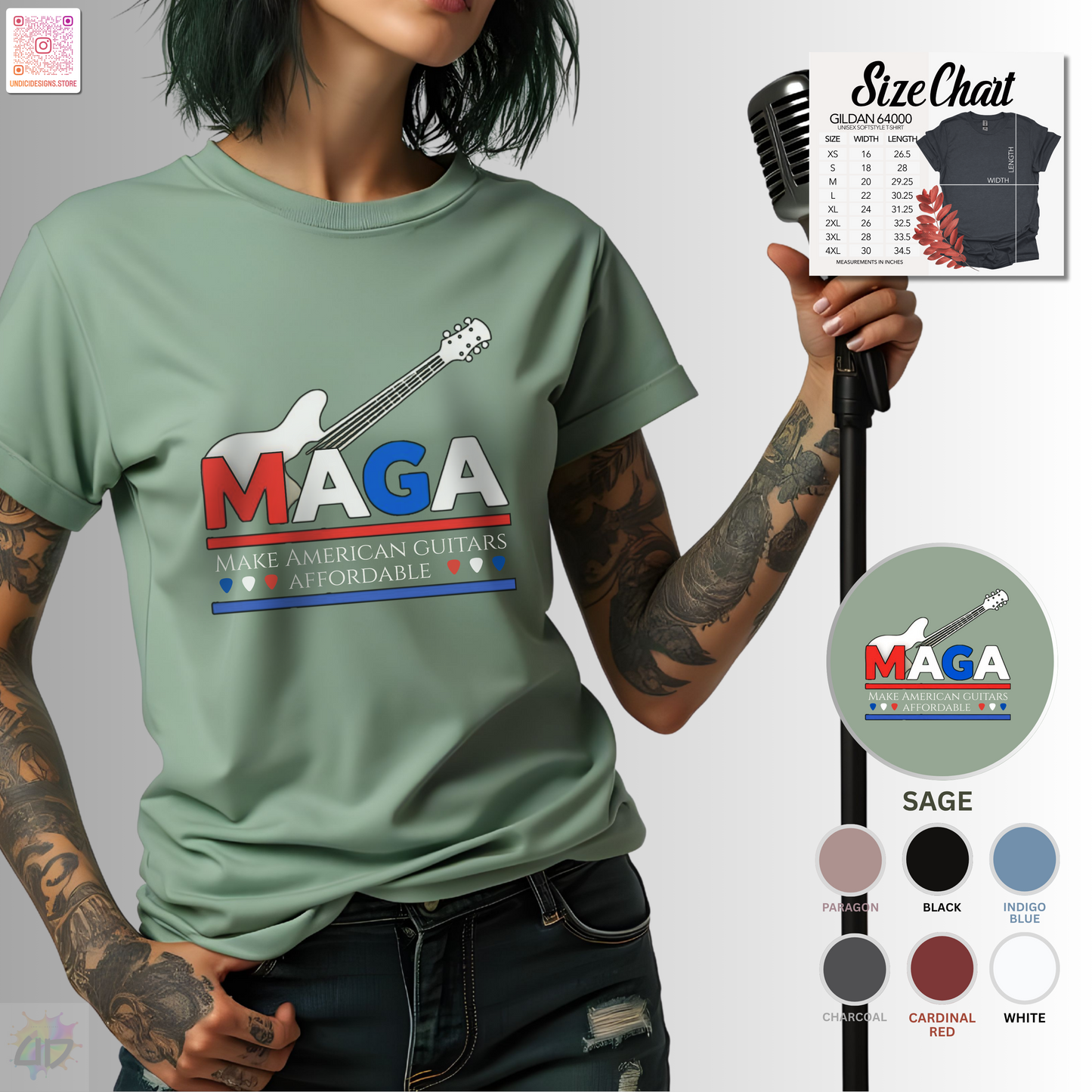 "Make American Guitars Affordable" with guitar graphic.