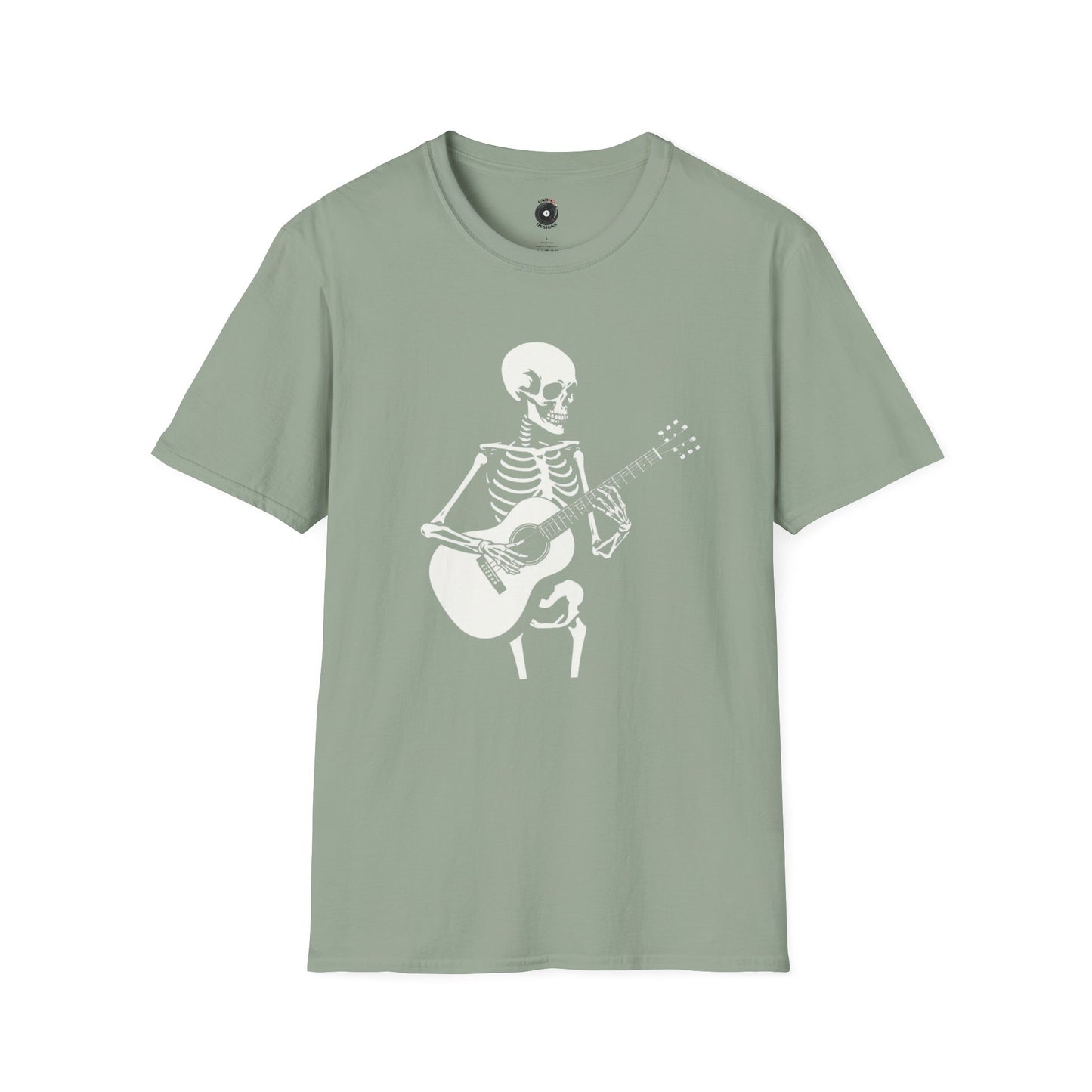 Skeleton Playing an Acoustic Guitar Graphic Tee.
