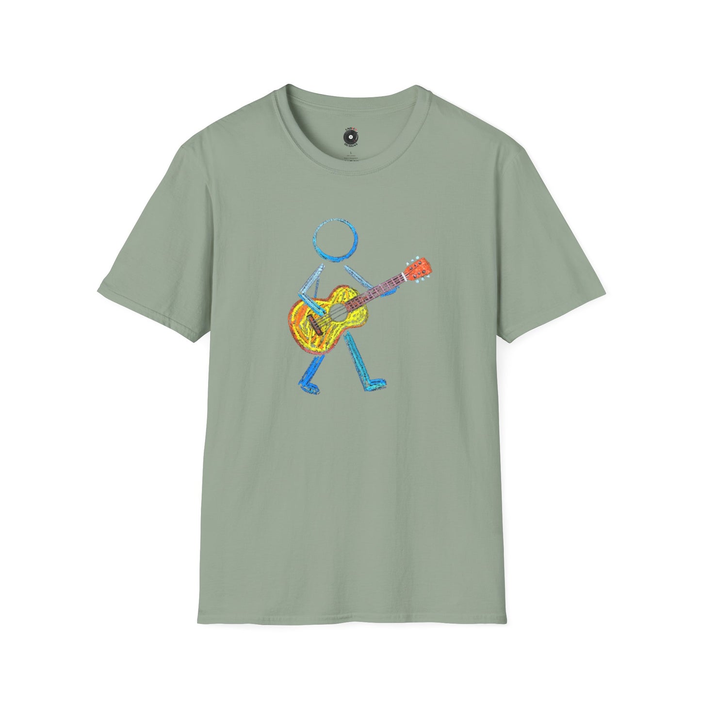 Acoustic Guitar Player in Crayon Graphic Tee.