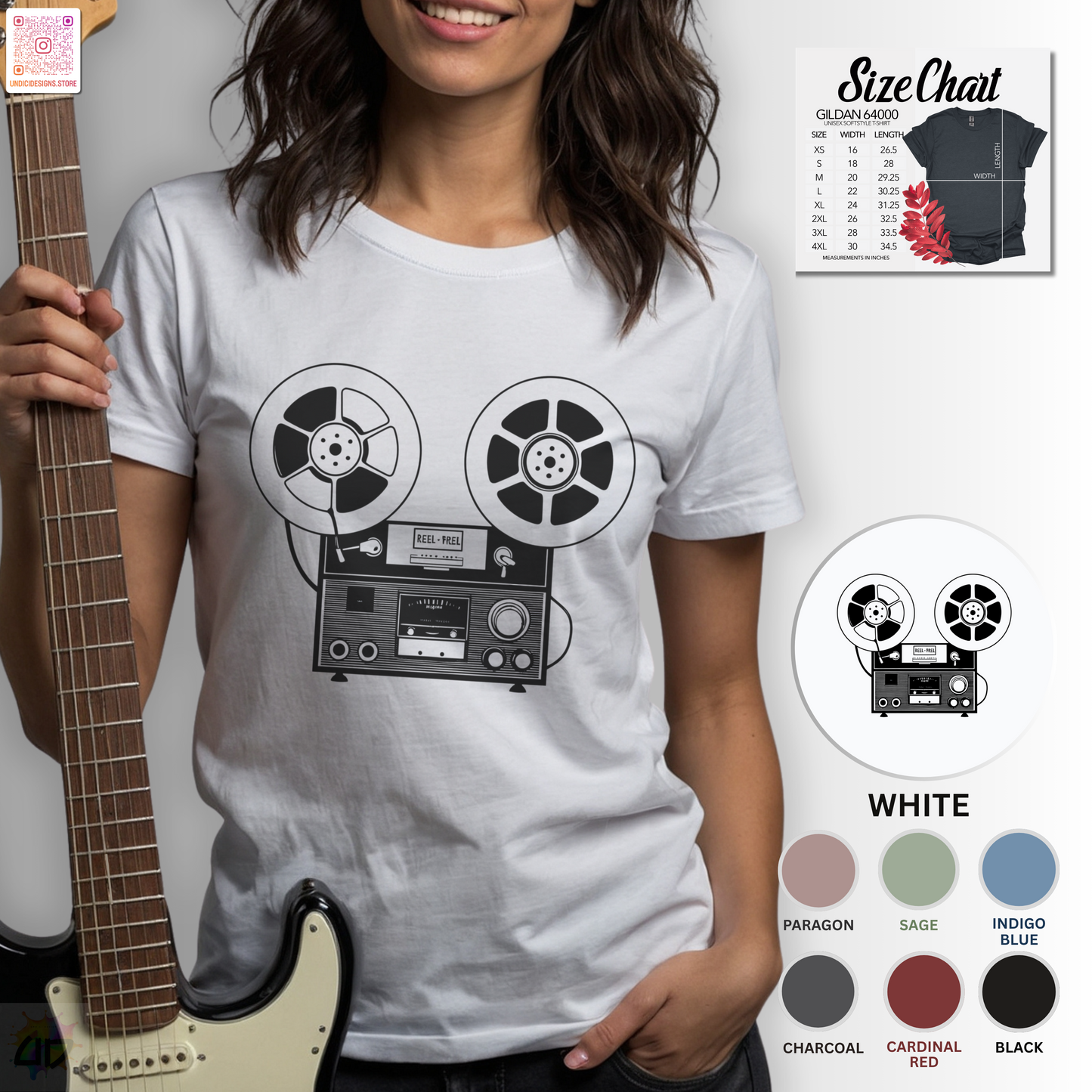 Antique reel to reel graphic tee.