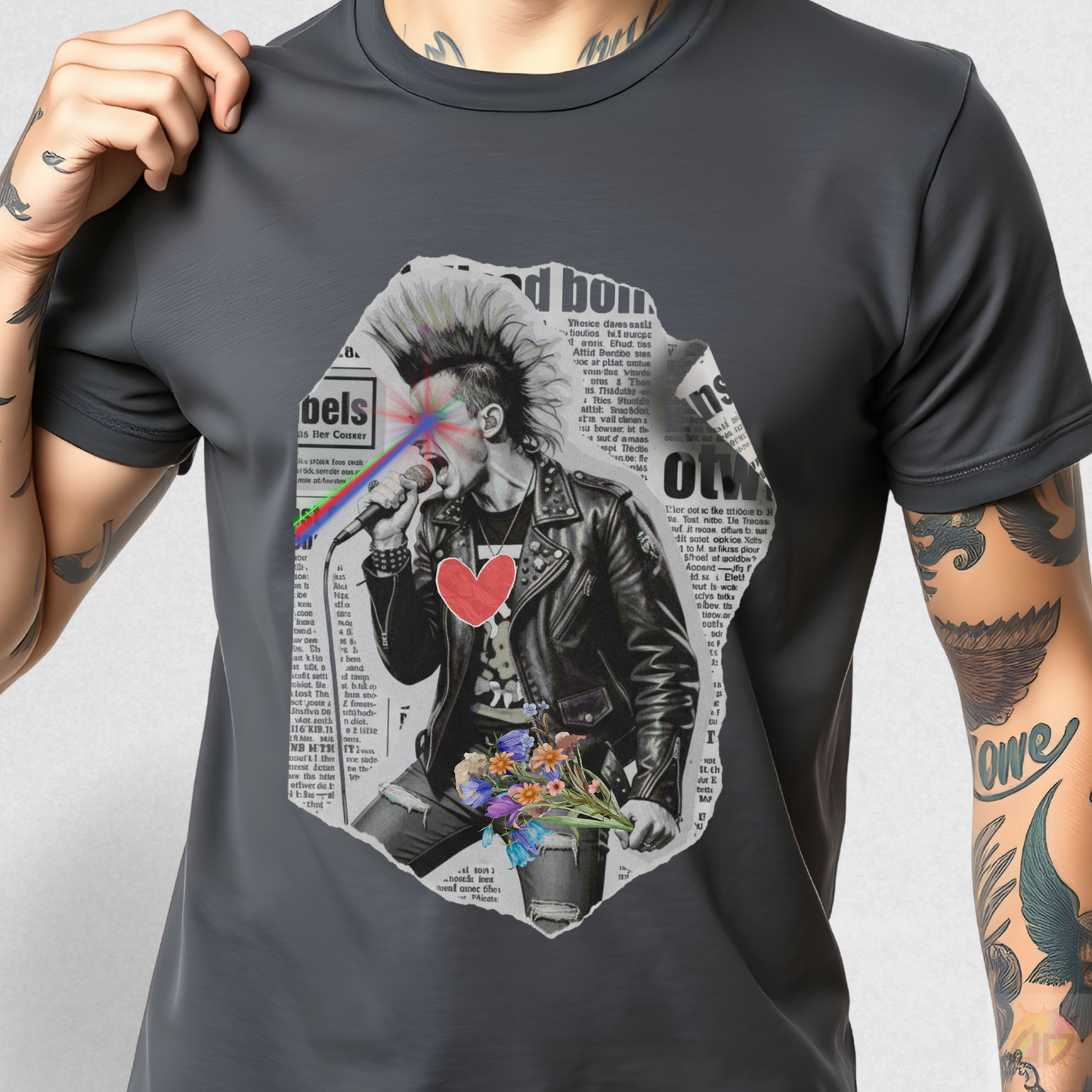 Punk Rock Singer Graffiti Graphic Tee.