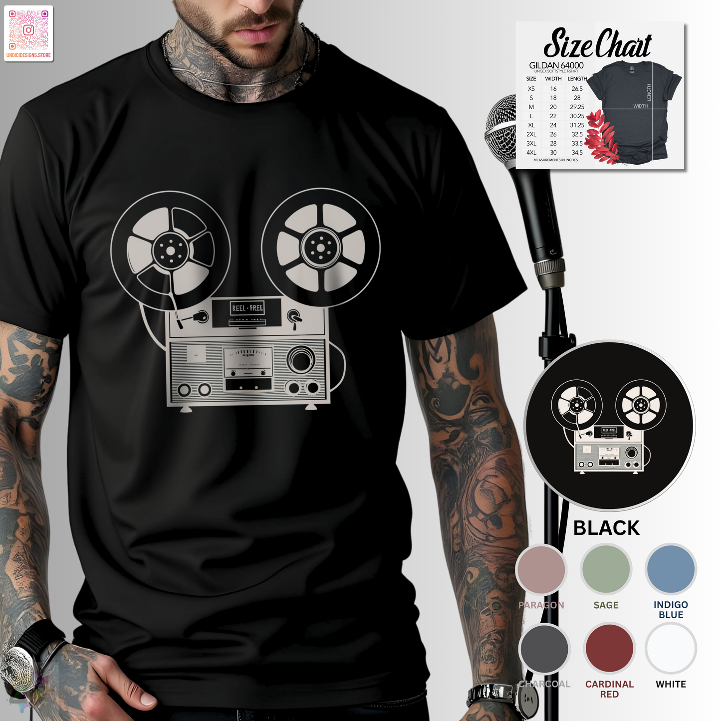 Antique reel to reel graphic tee.