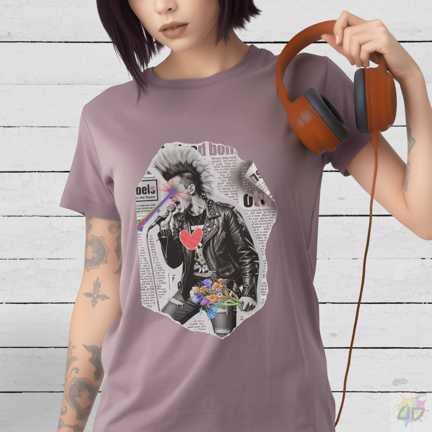 Punk Rock Singer Graffiti Graphic Tee.