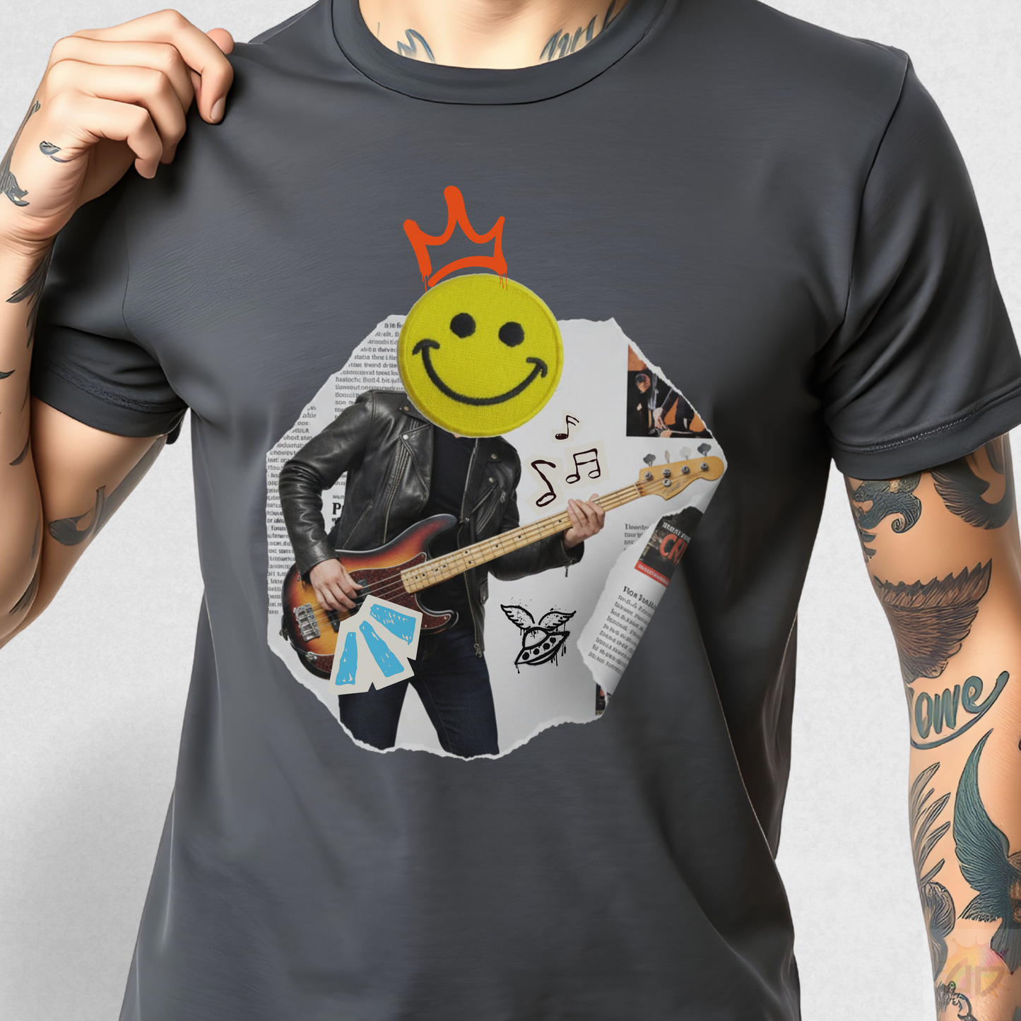 Rock Bassist Graffiti Graphic Tee.