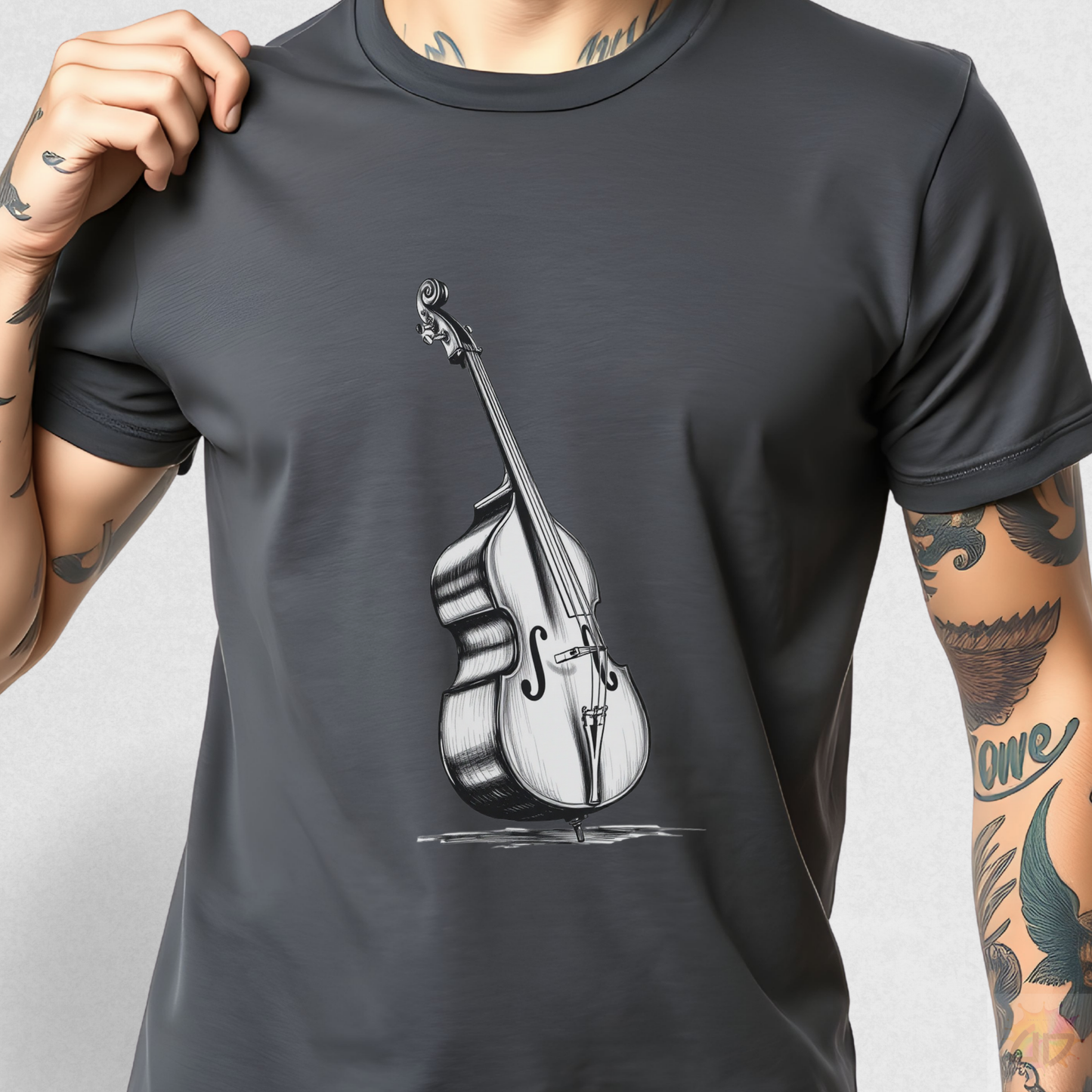 Hand Drawn Upright Bass Graphic Tee.