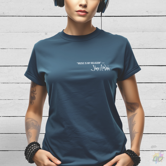 "Music Is My Religion" J. Hendrix. Pocket Graphic Tee.