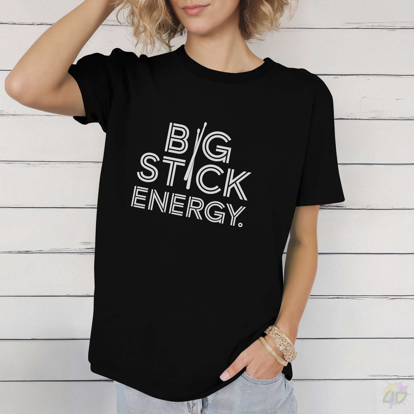 "Big Stick Energy" Drumsticks Text Graphic Tee.