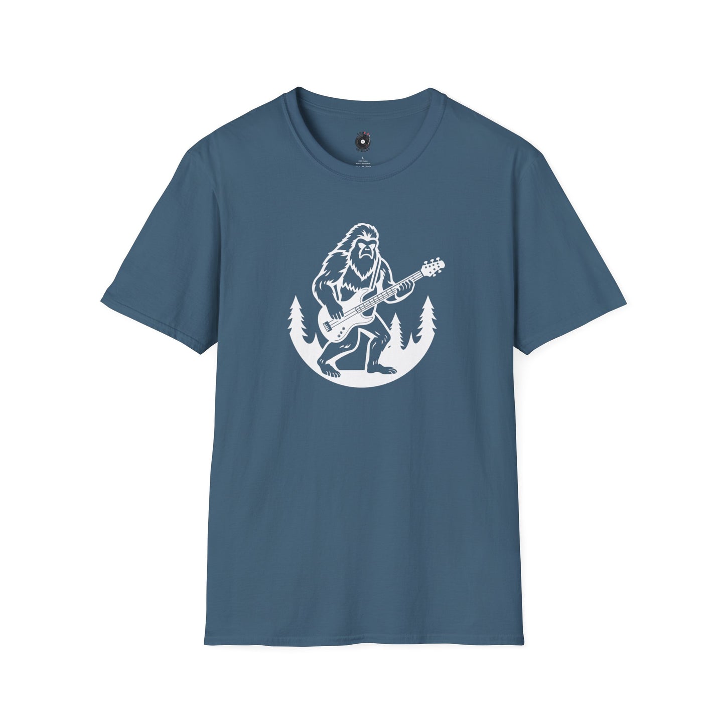 Yeti Playing a Guitar in a Circular Silhouette Graphic Tee.