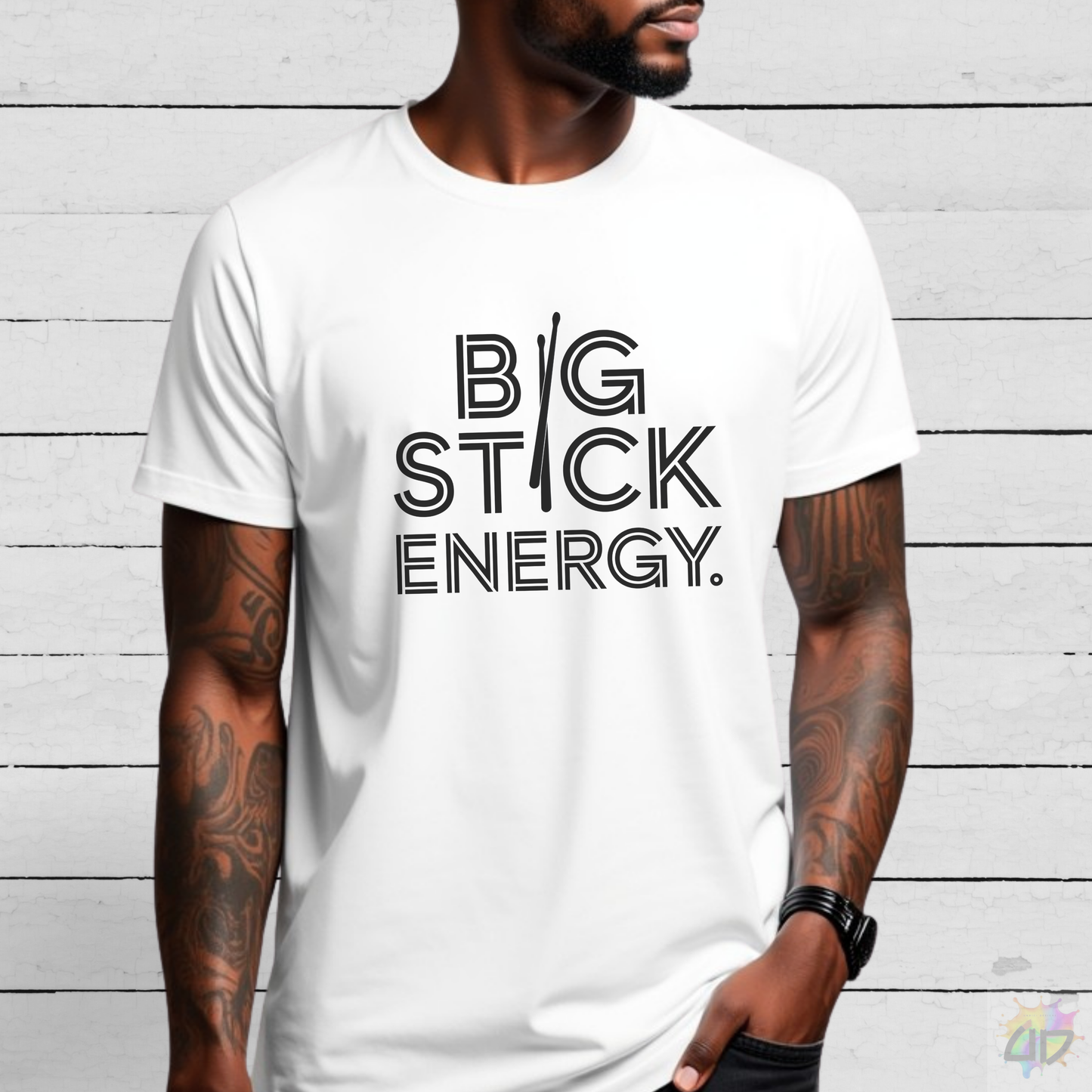 "Big Stick Energy" Drumsticks Text Graphic Tee.