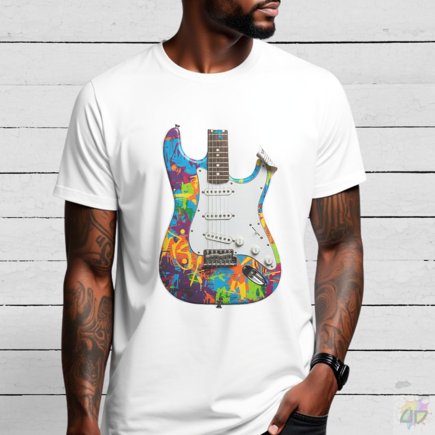 Strat Style Guitar Body Cutout Graphic Tee.