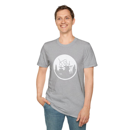 Big foot silhouette playing drums graphic.