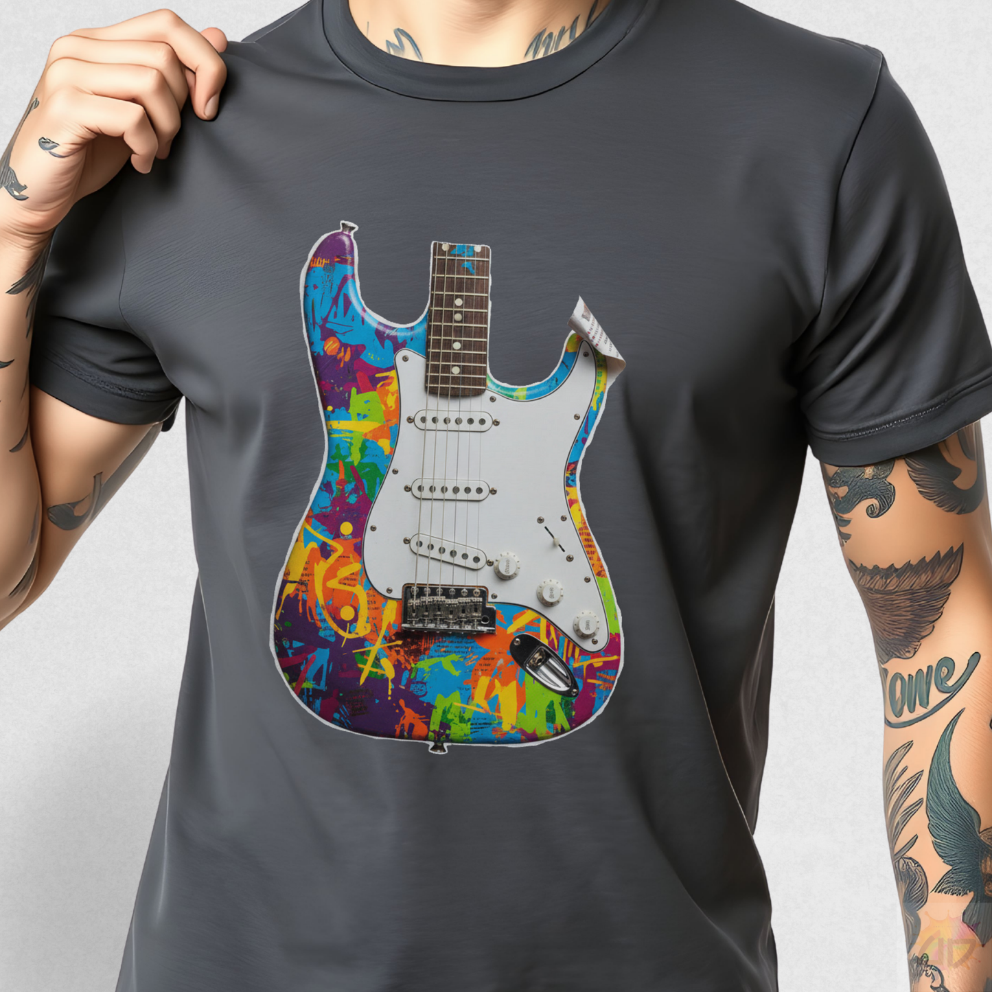 Strat Style Guitar Body Cutout Graphic Tee.