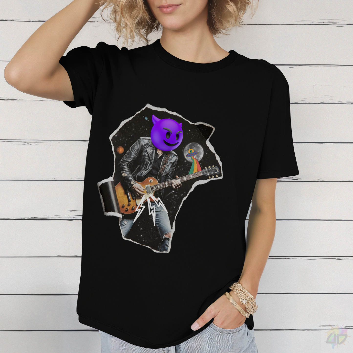 Rock Guitarist Graffiti Graphic Tee.