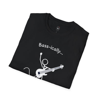 "Bass-ically I'm a legend" Stick figure graphic.