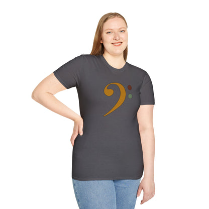 Multi-colored bass clef graphic tee