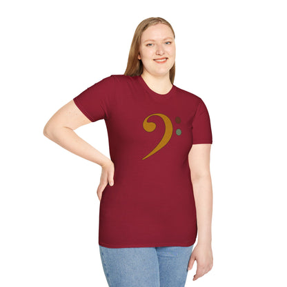 Multi-colored bass clef graphic tee