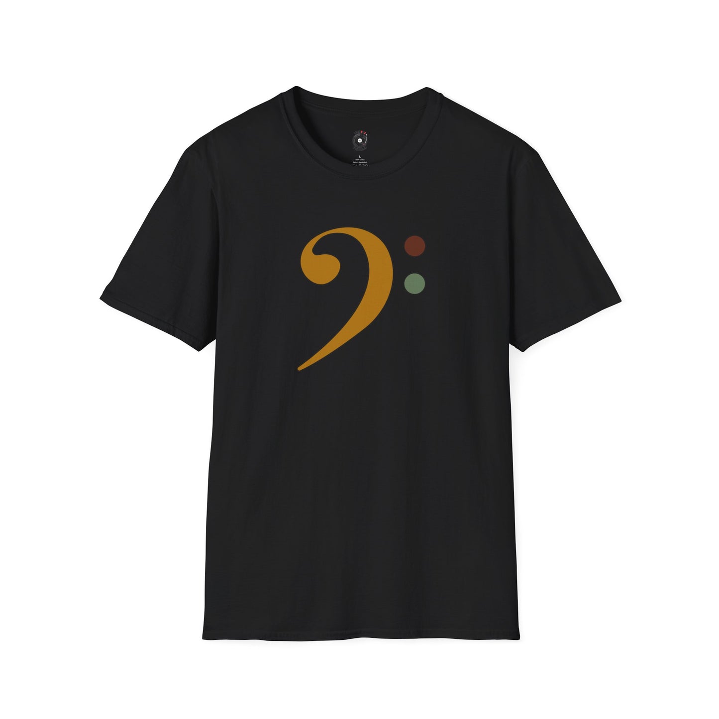 Multi-colored bass clef graphic tee