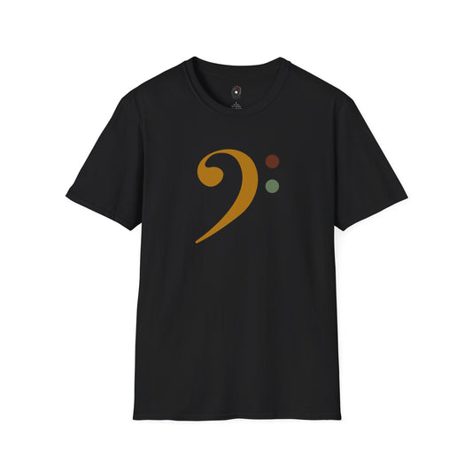 Multi-colored bass clef graphic tee