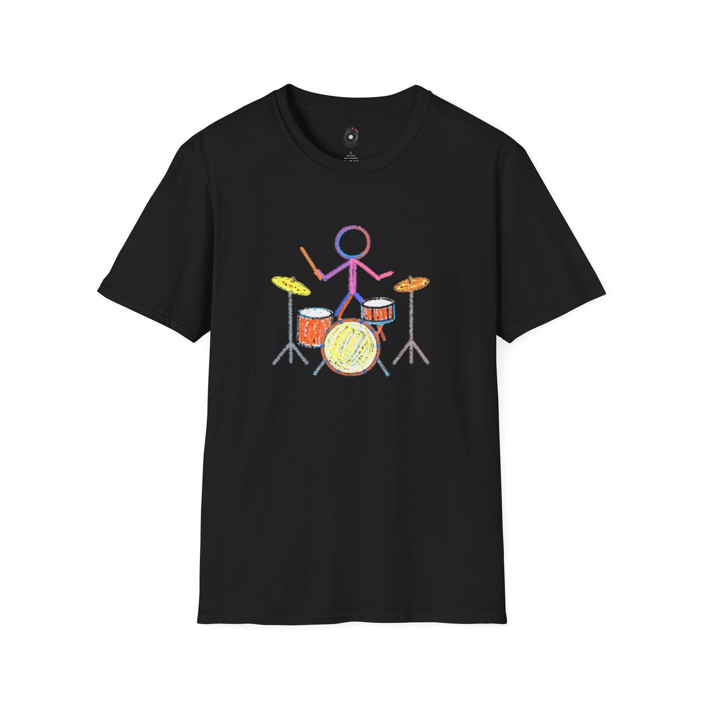 Drummer in crayon graphic