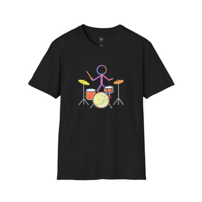 Drummer in crayon graphic