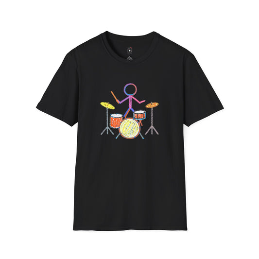 Drummer in crayon graphic